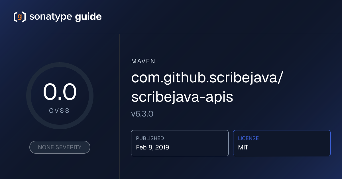 com.github.scribejava/scribejava-apis 6.3.0 | Sonatype Guide | Sonatype ...