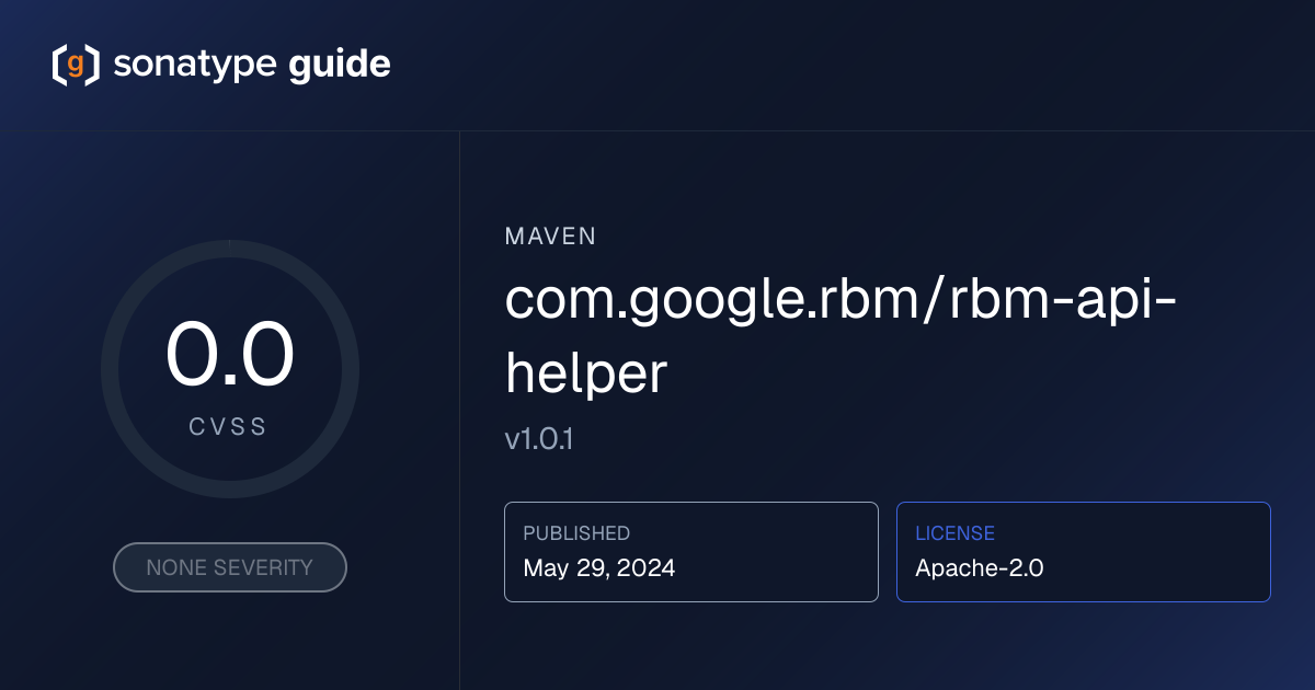 com.google.rbm/rbm-api-helper 1.0.1 | Sonatype Guide | Sonatype Guide