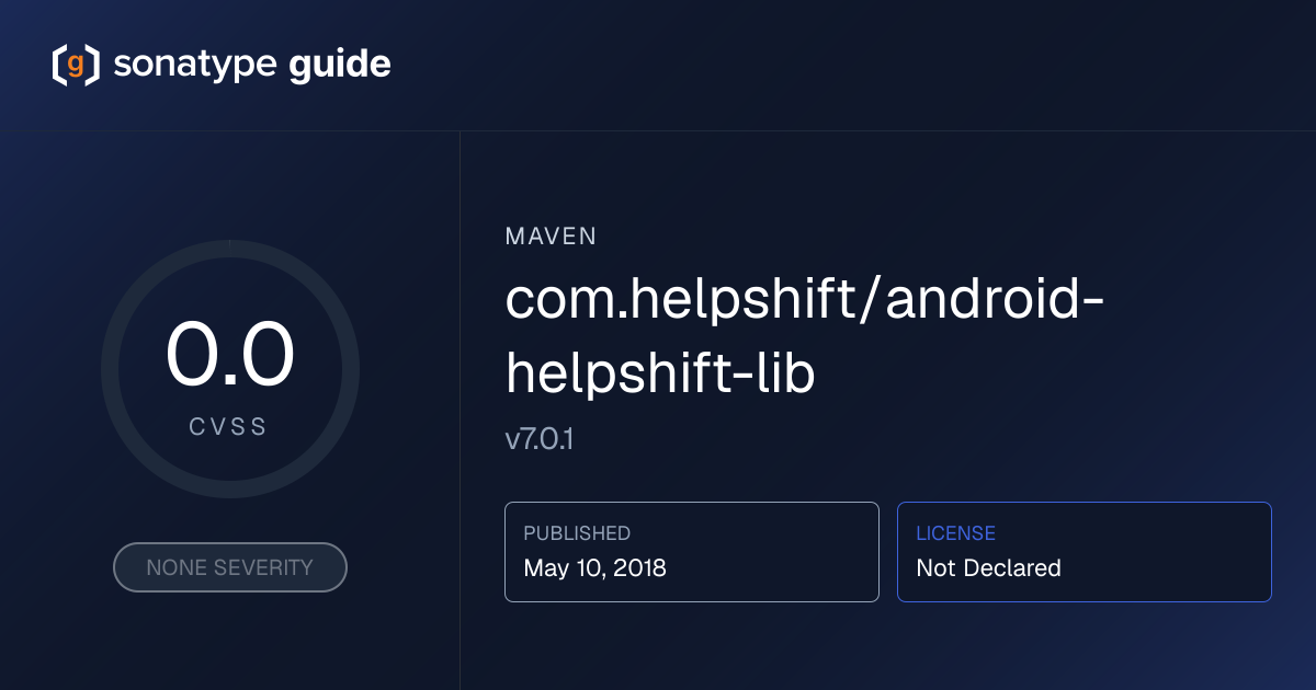 com.helpshift/android-helpshift-lib 7.0.1 | Sonatype Guide | Sonatype Guide