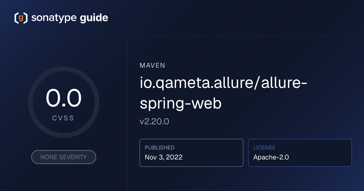 io.qameta.allure/allure-spring-web 2.20.0 | Sonatype Guide | Sonatype Guide