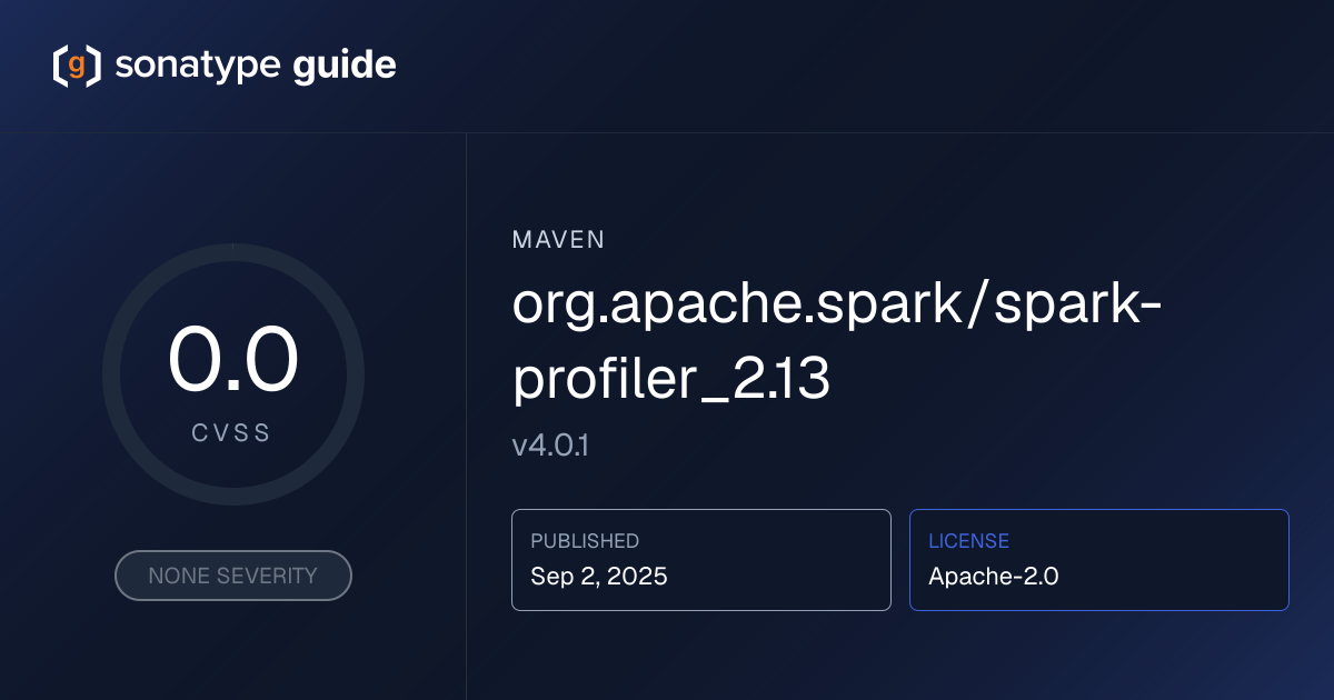 org.apache.spark/spark-profiler_2.13 4.0.1 | Sonatype Guide | Sonatype ...