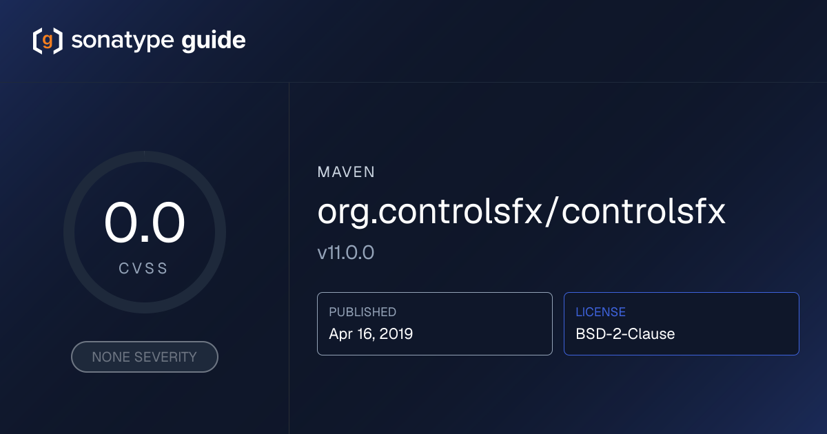 org.controlsfx/controlsfx 11.0.0 | Sonatype Guide | Sonatype Guide
