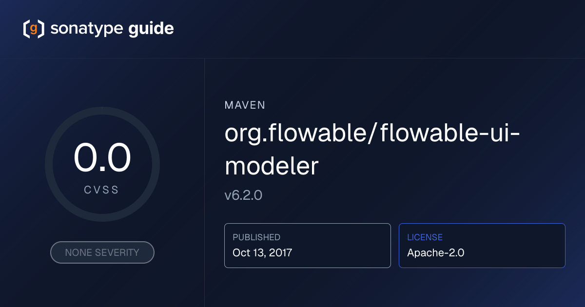 org.flowable/flowable-ui-modeler 6.2.0 | Sonatype Guide | Sonatype Guide