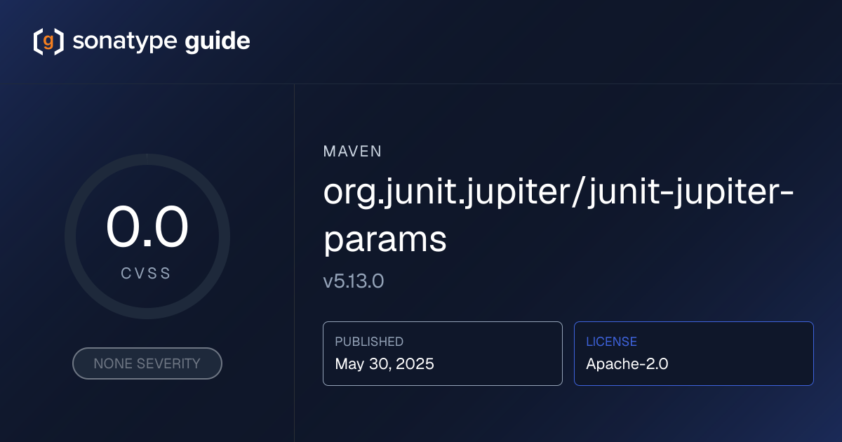 org.junit.jupiter/junit-jupiter-params 5.1… | Sonatype Guide