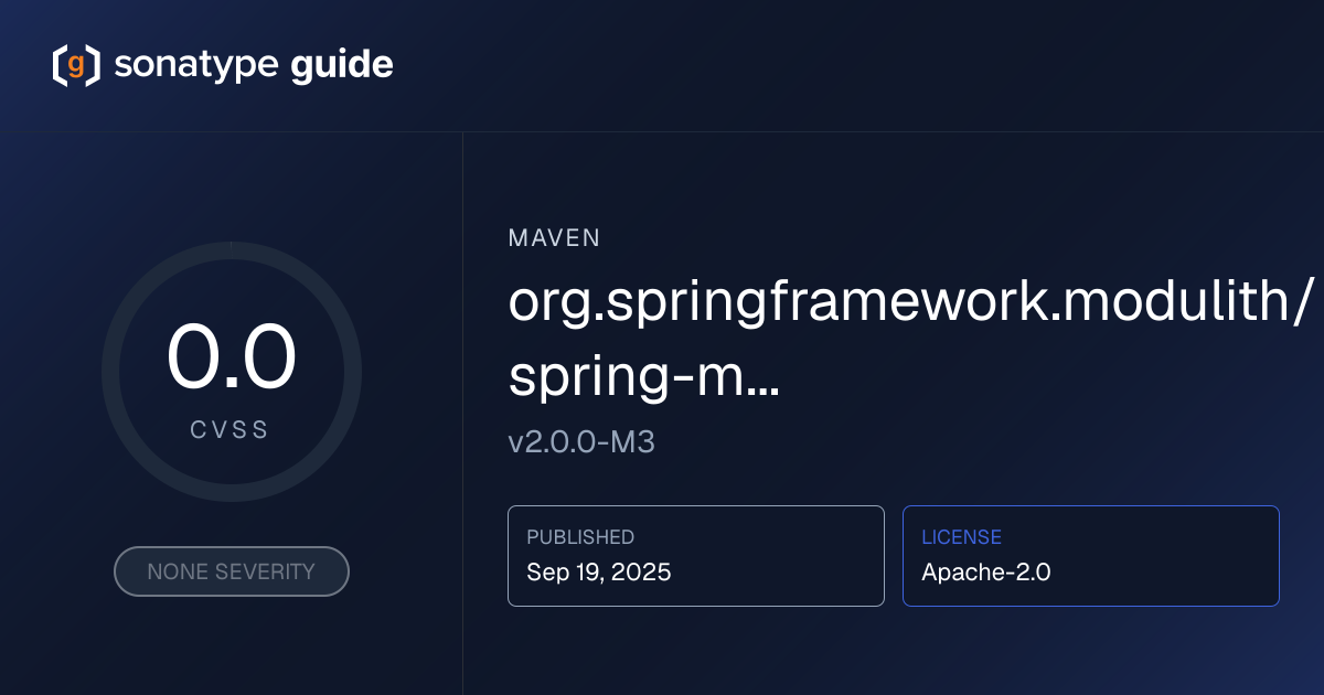 org.springframework.modulith/spring-moduli… | Sonatype Guide | Sonatype ...